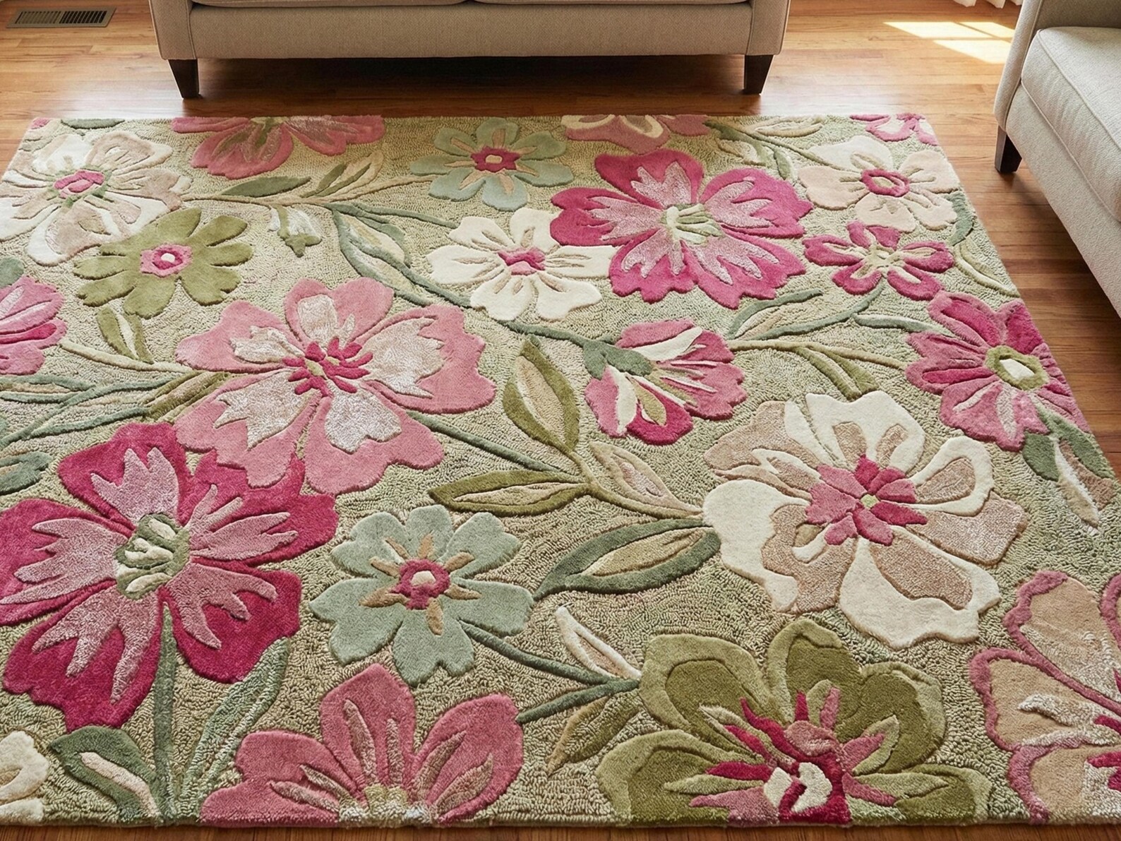 Hand-tufted Wool Floral Rug | 3D Carved Botanical Carpet | Sculpted ...