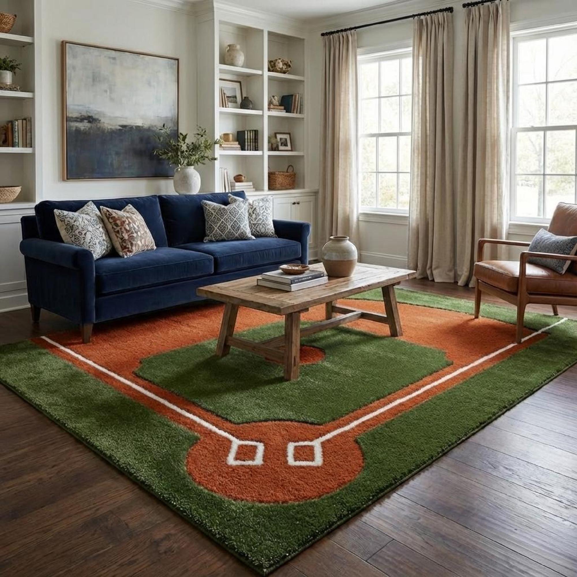 Basball Rug Hand Tufted Baseball Field Rug – Sports Theme Kids Playroom Decor - Etsy
