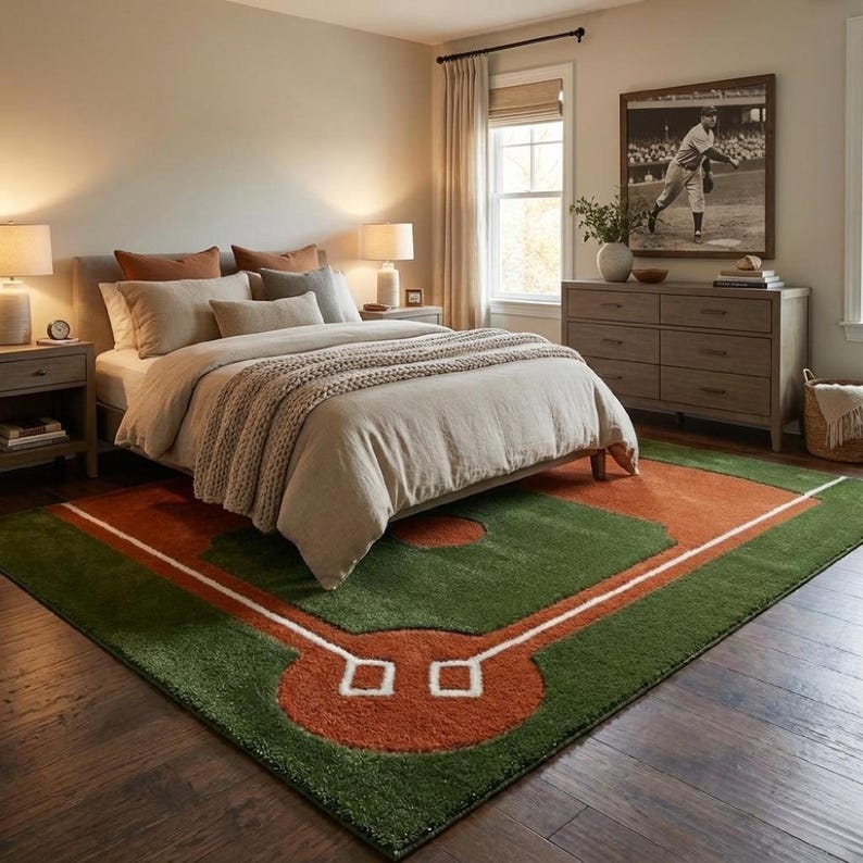 Basball Rug Hand Tufted Baseball Field Rug – Sports Theme Kids Playroom Decor - Etsy