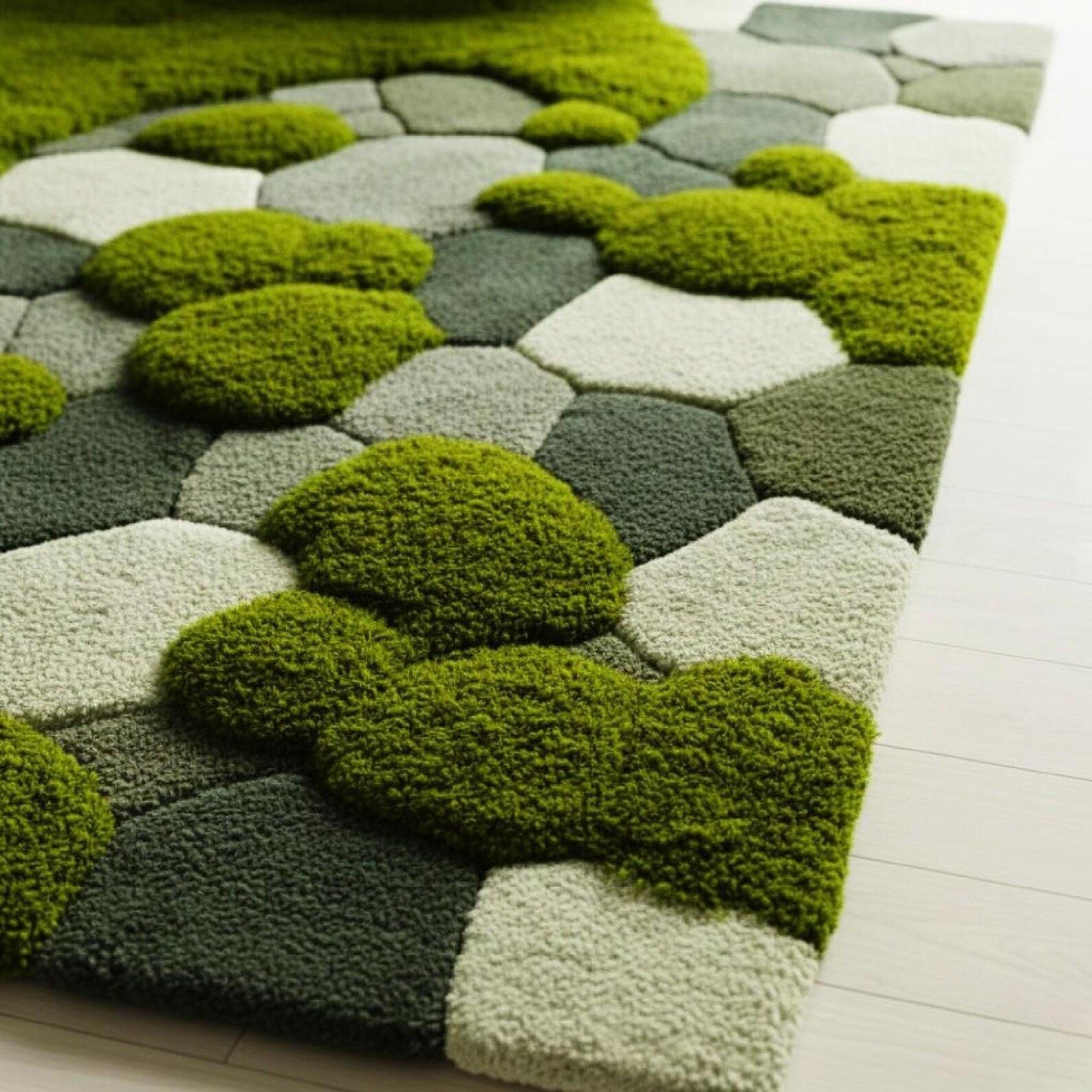 Stone Path Rug Moss Rug, Sculpted Organic Stone Path Luxury Green Area Carpet Hand ...