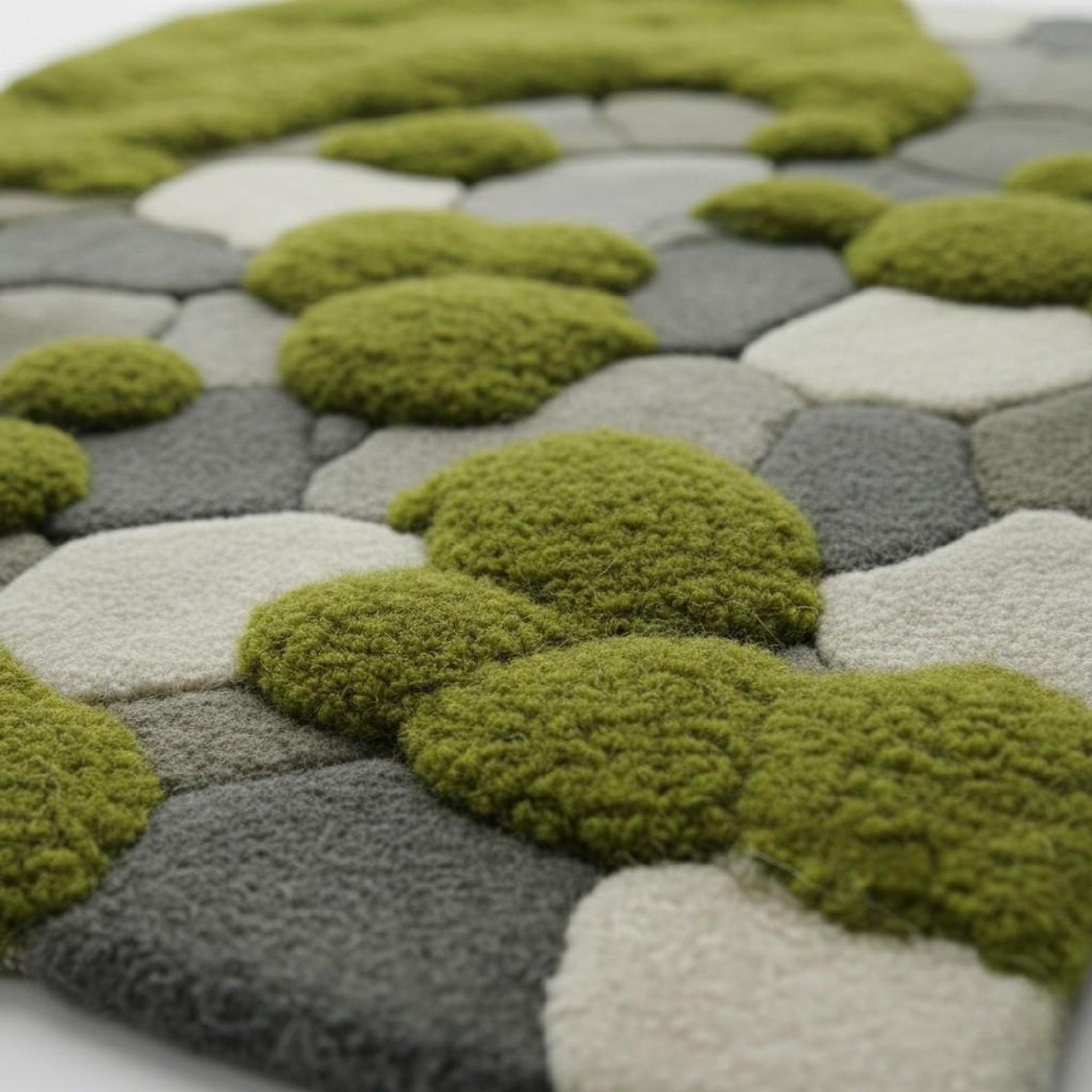 Stone Path Rug Moss Rug, Sculpted Organic Stone Path Luxury Green Area Carpet Hand ...
