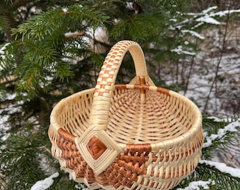 Petit panier en osier tressé à la main, panier enfant, panier de cueillette, panier fruits or pain, decoration room baby, panier décorati