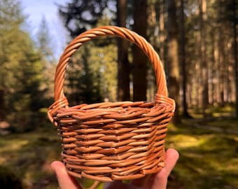 Mini cestino di vimini intrecciato a mano - Piccolo cestino di vimini per bambini, Pasqua e damigelle, arredamento rustico per la casa, fatto a mano in Germania