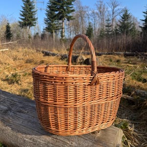 Grande cesto in vimini con manico – Cesto ovale per la spesa, cesto da picnic, cesto da mercato in vimini, cesto naturale intrecciato a mano immagine 7