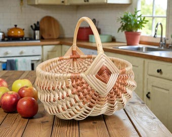 Handgeweven rieten mand, kleine wilgenmand, rustieke boerderijdecoratie, handgemaakte geschenkmand, fruitmand, opbergmand