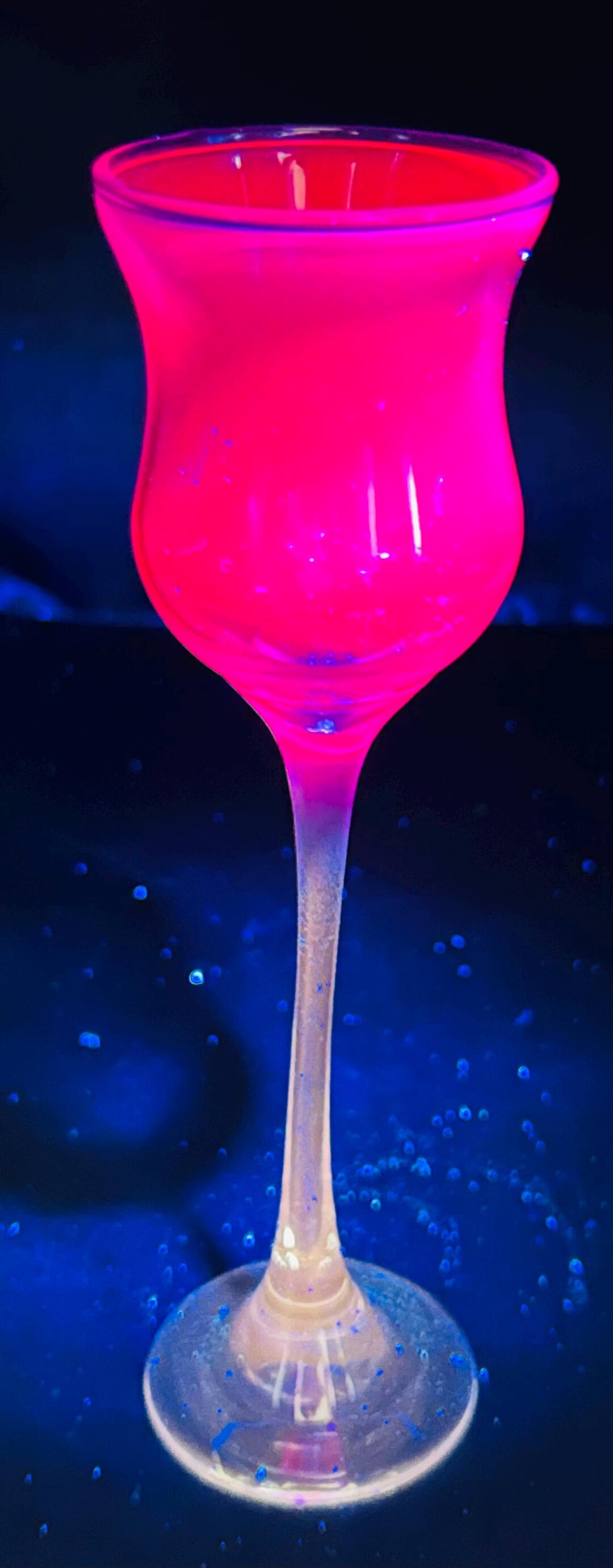 Vintage Cobalt Blue Stemmed Votive Holder Pink UV Glow Selenium ...