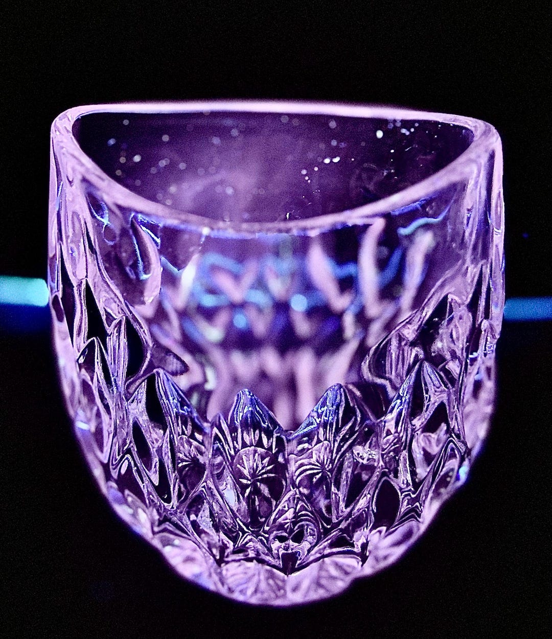 Vintage Pressed Crystal Vase Selenium Reactive Asymmetrical Rim Heavy ...