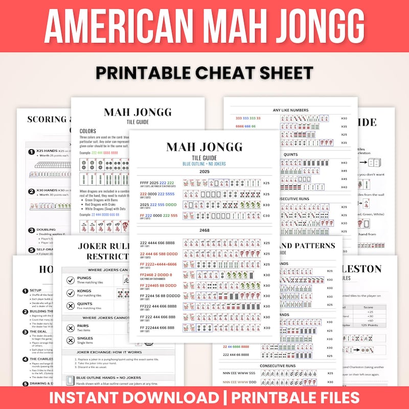 Mahjong 2025 Card Pdf - Etsy