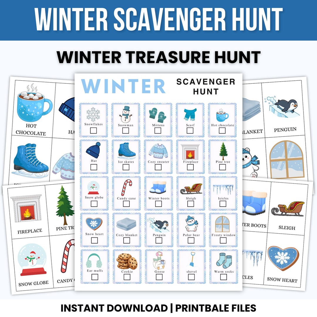 Winter Scavenger Hunt Printable for Kids | Outdoor Nature Walk Game ...