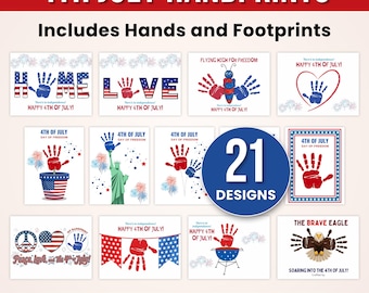 Arte con le impronte delle mani per il 4 luglio, attività per il 4 luglio, arte con le impronte delle mani, ricordo artigianale con le impronte delle mani, attività per la scuola materna, 4 luglio, PDF stampabile
