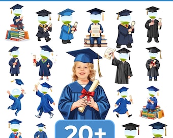 Bambini laureati: aggiungi il tuo volto, modello Canva modificabile, decorazione stampabile per lavoretti e bacheche.