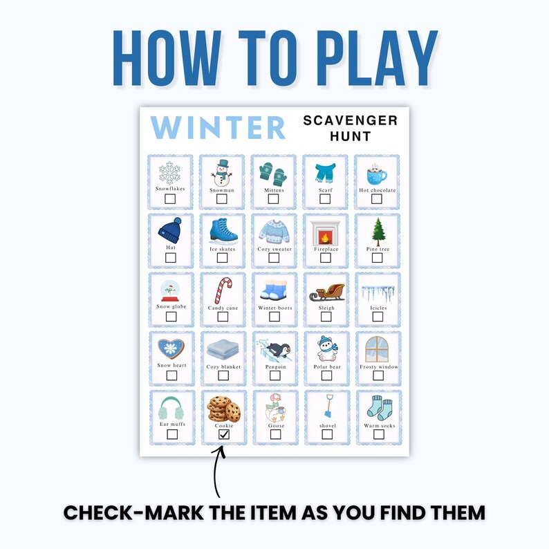 Winter Scavenger Hunt Printable for Kids | Outdoor Nature Walk Game ...