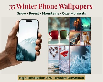 Snowy Winter Phone Wallpapers • Cozy iPhone & Android Backgrounds (Digital Download)