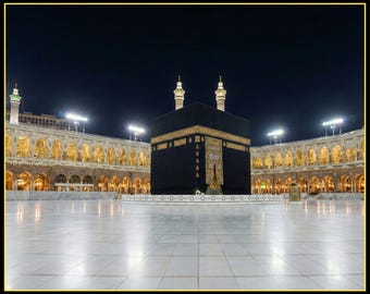 Arte de parede noturna da Caaba, Mesquita Al Haram Islâmica