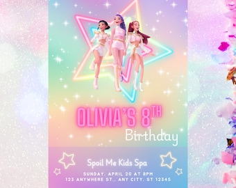 Kpop Dämonenjäger Einladungskarte zum Geburtstag | Bearbeitbare Canva Vorlage | Huntrix K-Pop Party einladen | Digitaler Download