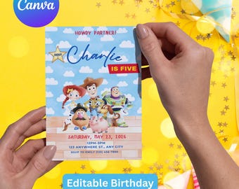 Invitación de cumpleaños de Toy Story, Woody, Buzz y Cowboy (descarga digital)
