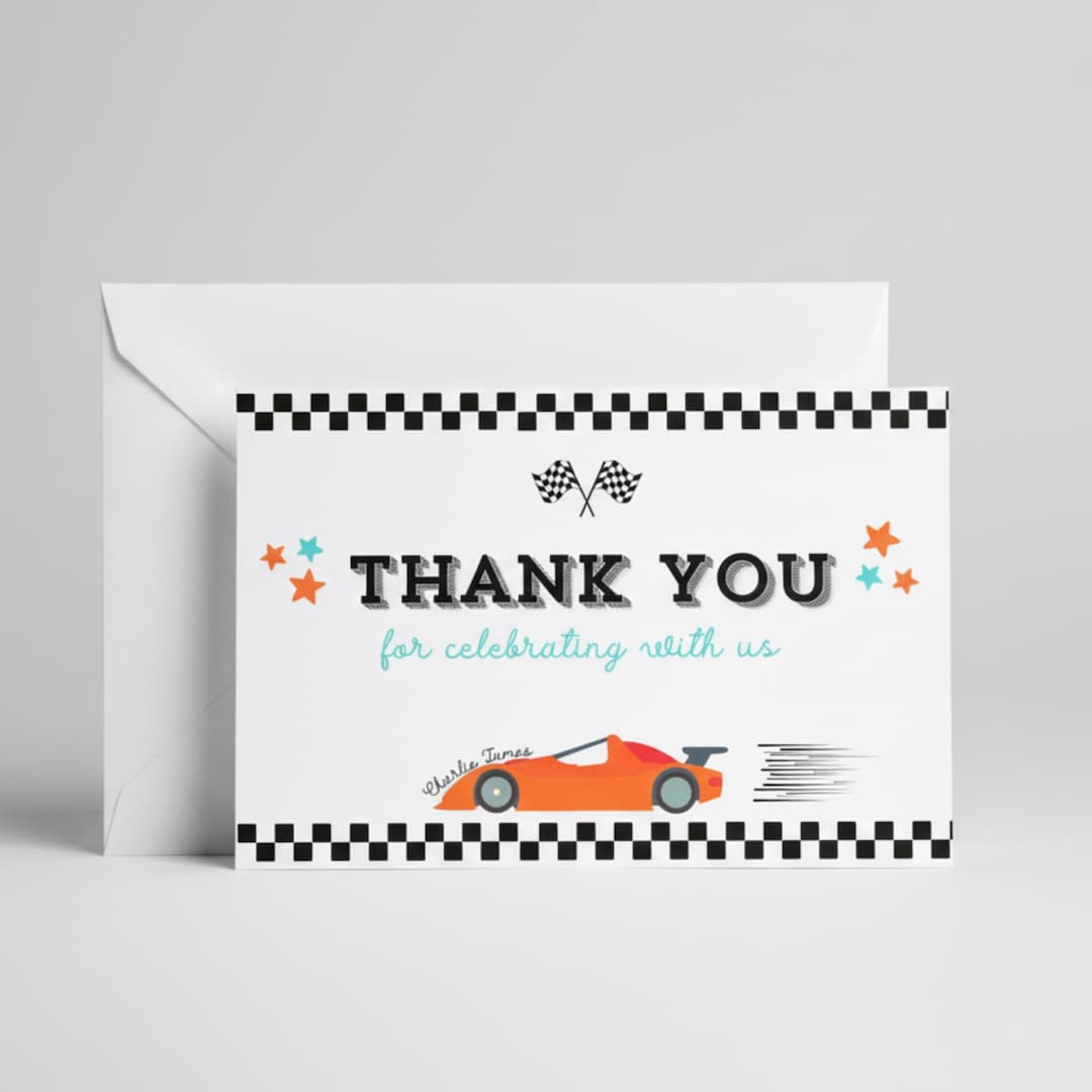 Thank You Racers Race Car Thank You Card: Editable Canva Template (digital Download) - Etsy