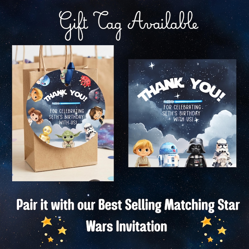 Star Wars Birthday Invitation, Kids Galactic Party Invite, Editable Digital Jedi Theme, Instant Download, Canva Template image 7