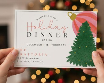 Tarjeta digital editable para fiestas navideñas de oficina y cenas de Navidad - Plantilla - 5x7