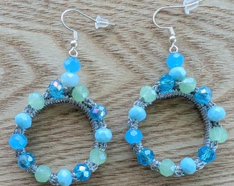 Ocean Inspired Crochet Metallic Earrings