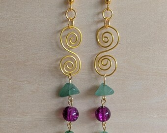 Golden Swirl Dangle Earrings