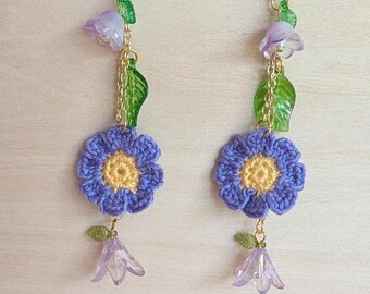 Whimsical Purple Floral Earrings