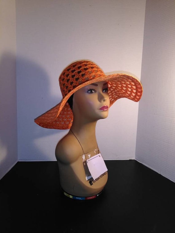 Bright orange floppy hat - image 1