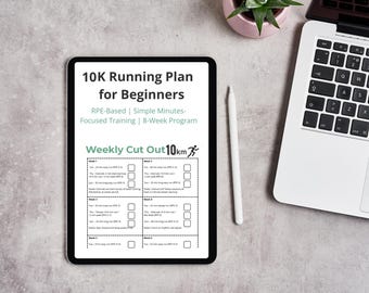 Programme d'entraînement de 10 km sur 8 semaines pour débutants (durée + distance, facile à suivre) PDF imprimable coach de course fitness numérique