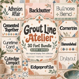 Grout Line Atelier: 30 Tile Workshop-lettertypen, TTF/OTF-bundel