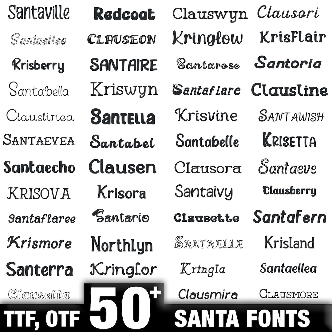 Santa Font Bundle 50 Christmas Script Fonts TTF OTF Instant Download - Etsy