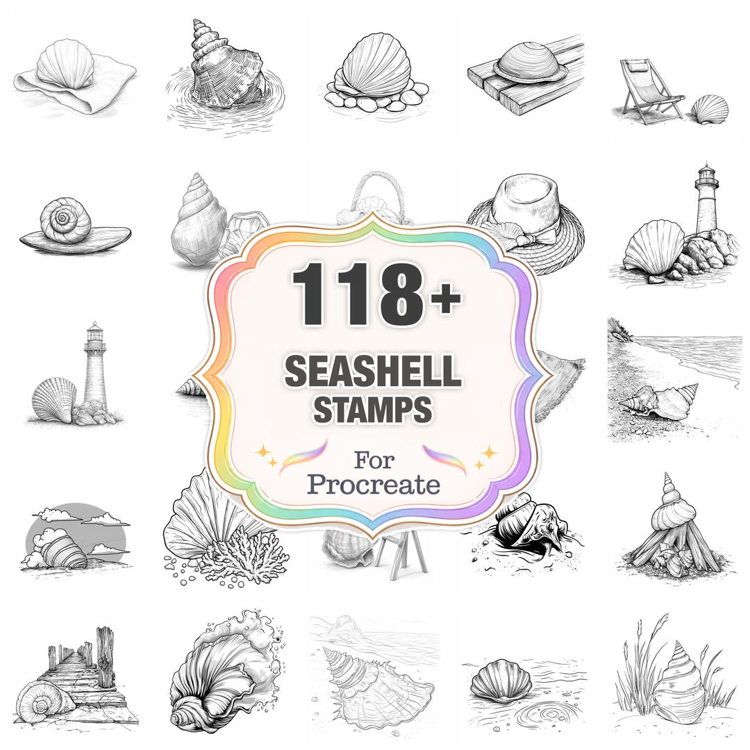 118+ Seashell Procreate Stamps, Shell Png Bundle, Instant Download - Etsy