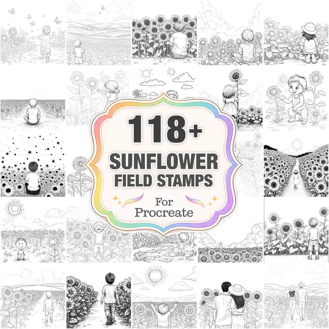 118+ Sunflower Field Procreate Stamps, Field Png Bundle, Instant ...