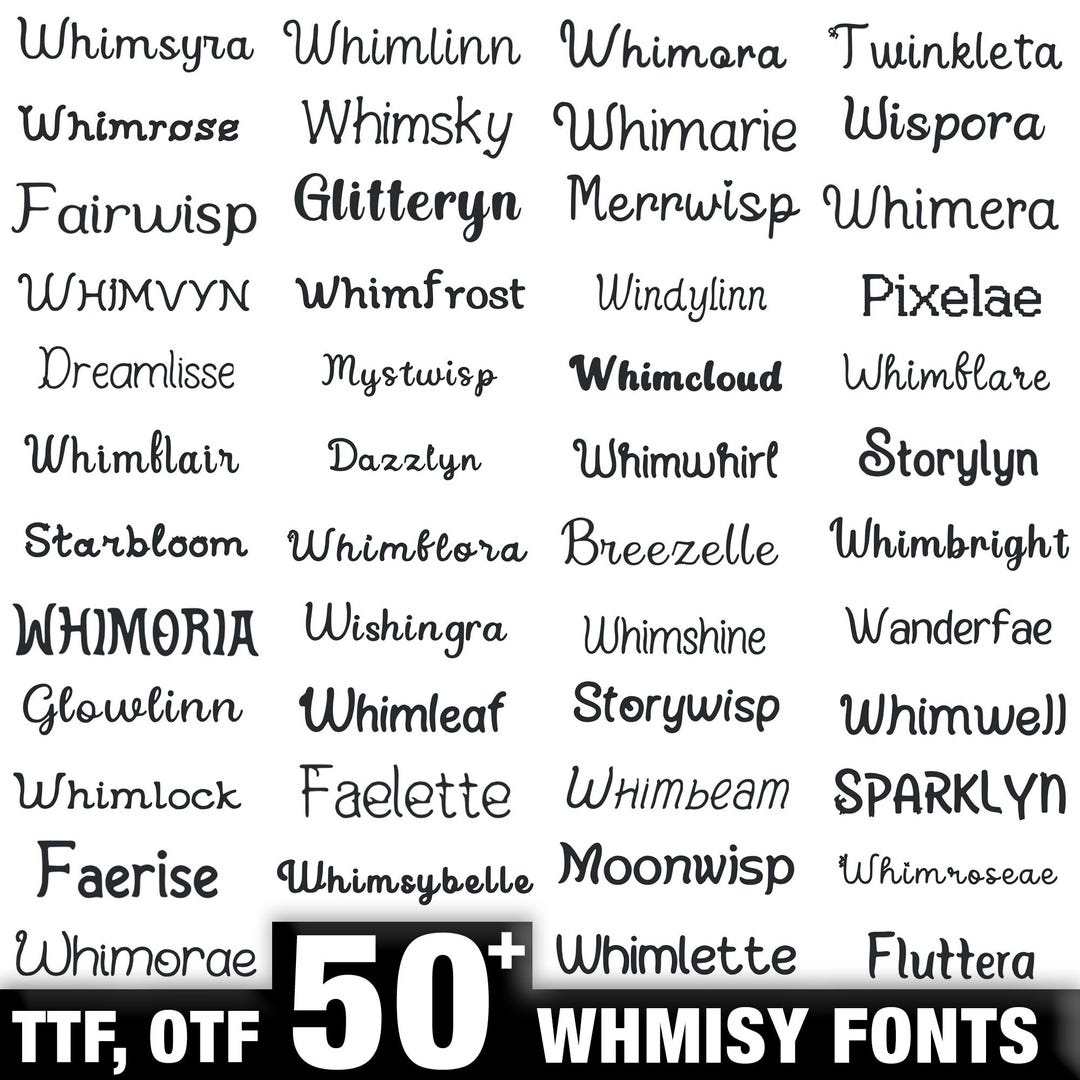 Fun Whimsy Font Whimsy Font Bundle 50 Playful Handwritten Fonts TTF OTF Instant ...