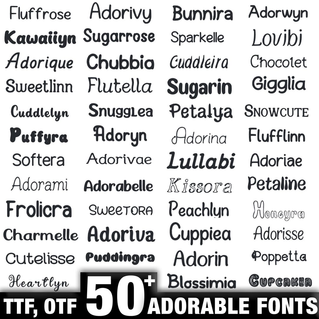 Adorable Font Bundle 50 Playful Fonts TTF OTF Instant Download - Etsy