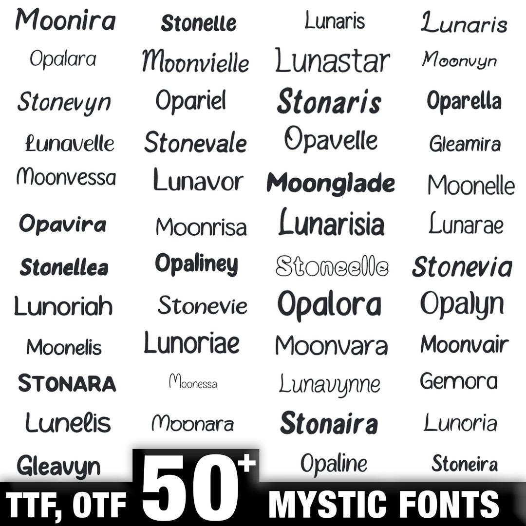 Moonstone Font Bundle 50 Cosmic Mystic Fonts TTF OTF Instant Download ...