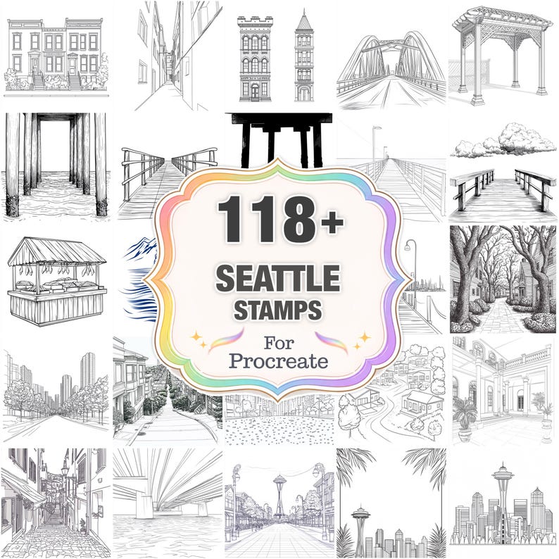 118+ Seattle Procreate Stamps, City Png Bundle, Instant Download - Etsy