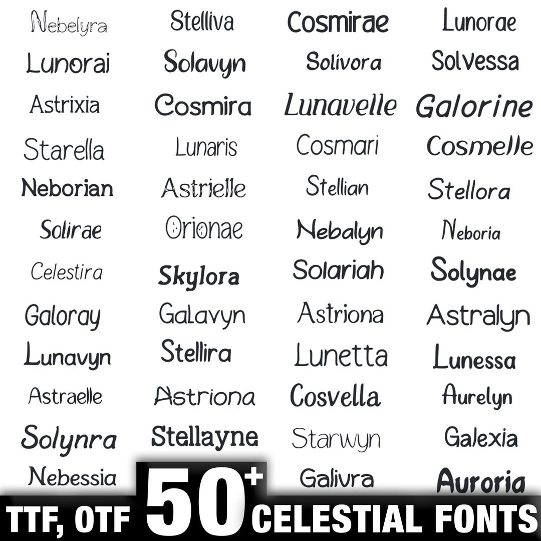 Celestial Font Bundle 50 Moon Star Fonts TTF OTF Instant Download - Etsy