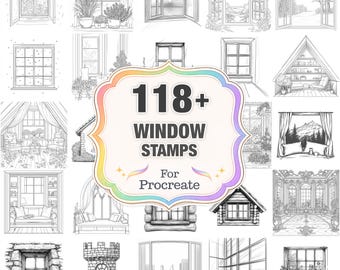 118+ Fenster Procreate Briefmarken, Fenster Png Bundle, Sofort Download