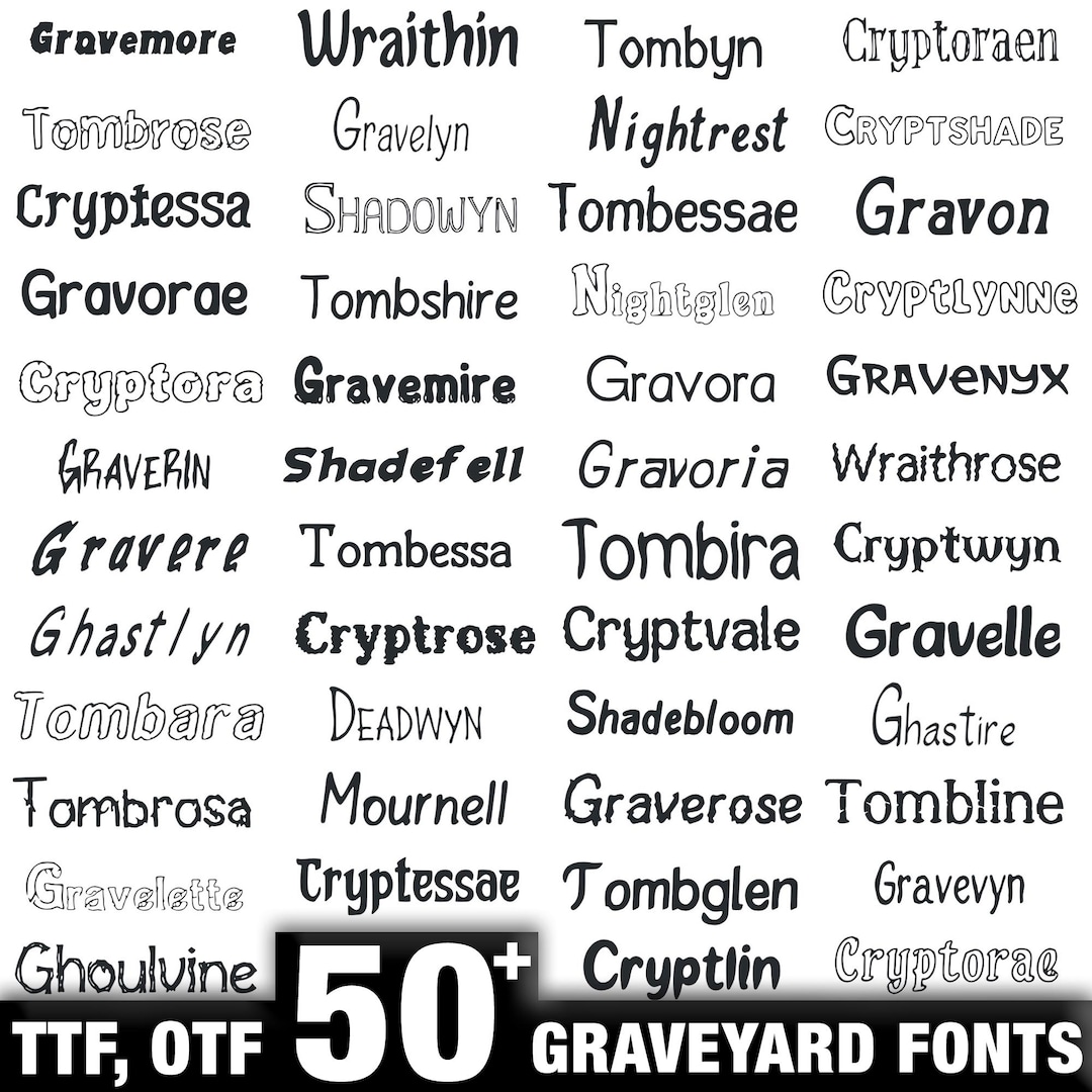 Greveyard Font Graveyard Font Bundle 50 Gothic Horror Fonts TTF OTF Instant Download ...