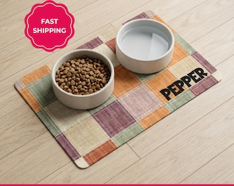 Personalized Dog Food Mat with name, Non Slip Waterproof Pet Placemat, Dog Lover Gift
