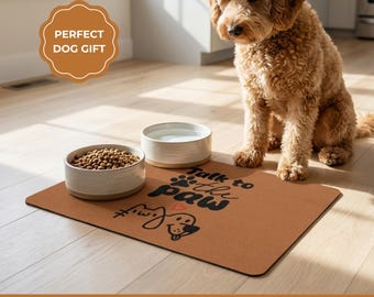 Personalized Dog Feeding Mat, Custom Waterproof Non Slip Pet Food Mat for Dog and Cat Bowls, Dog Lover Gift