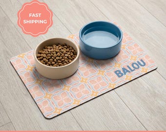 Tappetino personalizzato per cibo per cani, tappetino impermeabile antiscivolo per animali domestici, regalo personalizzato con nome per animali domestici