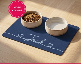 Personalized Dog Food Mat, Non Slip Feeding Accessory, Dog Lover Gift