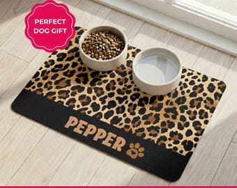 Tapete de comida para perros personalizado, mantel individual antideslizante con estampado animal, regalo para mamá perruna