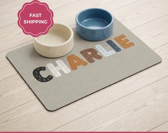 Tapis personnalisé pour croquettes pour chien avec nom, tapis antidérapant et imperméable pour animal de compagnie, cadeau pour amoureux des chiens