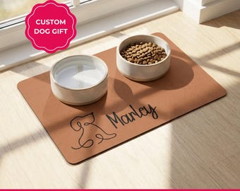 Personalized Dog Food Mat, Non Slip Feeding Accessory, Dog Lover Gift