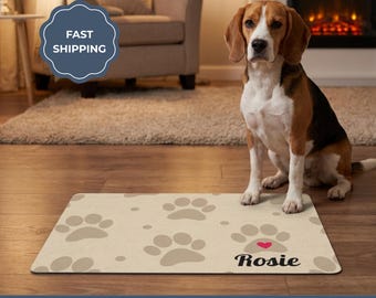 Custom Dog Food Mat with name,  Non Slip Waterproof Personalized Pet Placemat