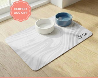 Tapete de comida para perros personalizado, mantel individual neutro, antideslizante, regalo para amantes de los perros