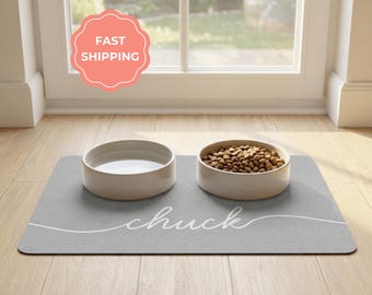 Personalized Dog Food Mat, Non Slip Feeding Accessory, Dog Lover Gift