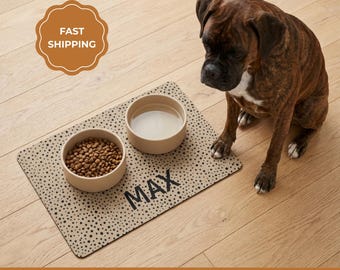 Custom Dog Food Mat with name, Personalized Waterproof Pet Placemat, Dog Lovers Gift